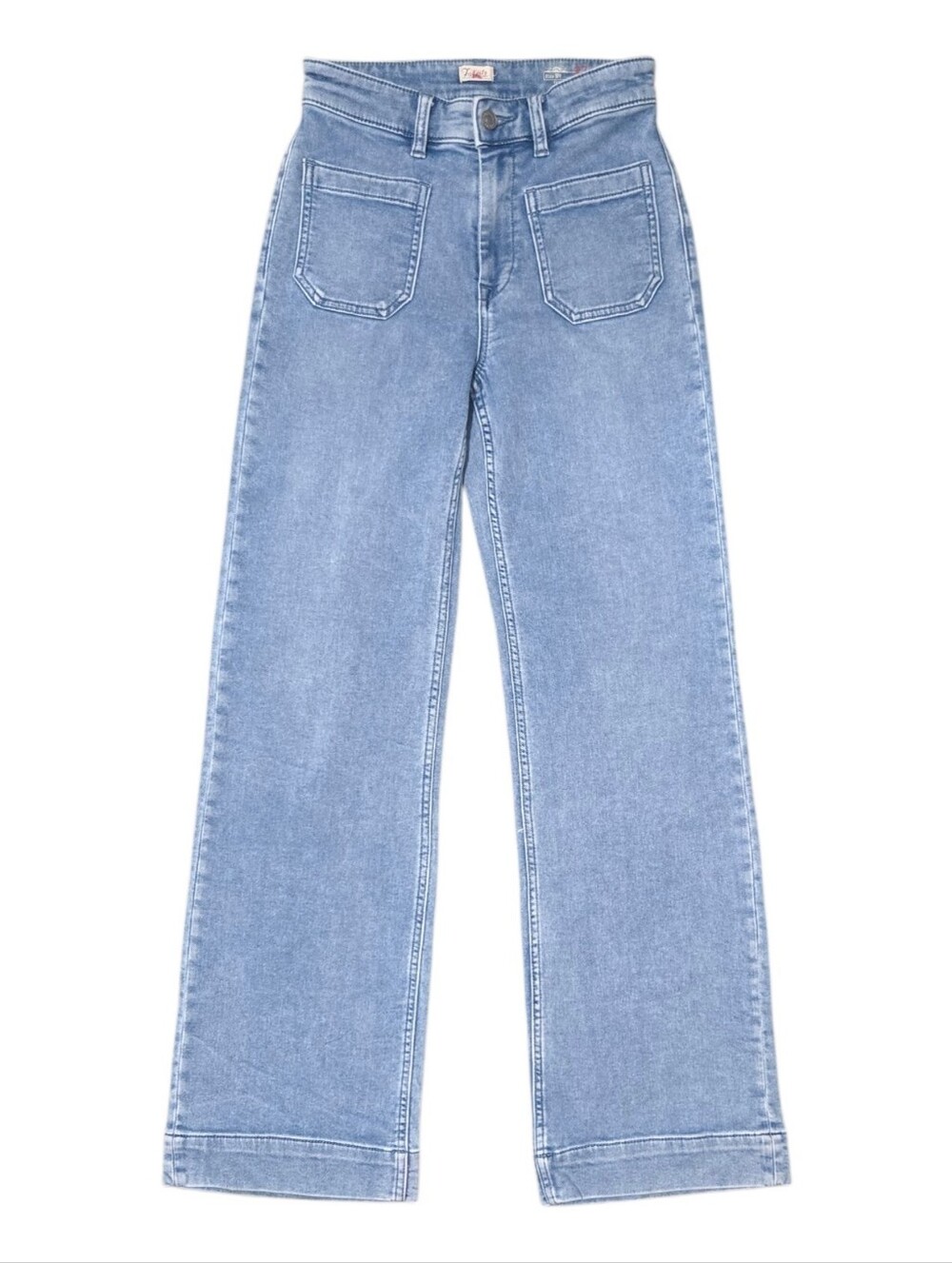 Faherty Stretch Terry Patch Pocket Pant High Rise Wide Leg Jeans WBS2330MWA